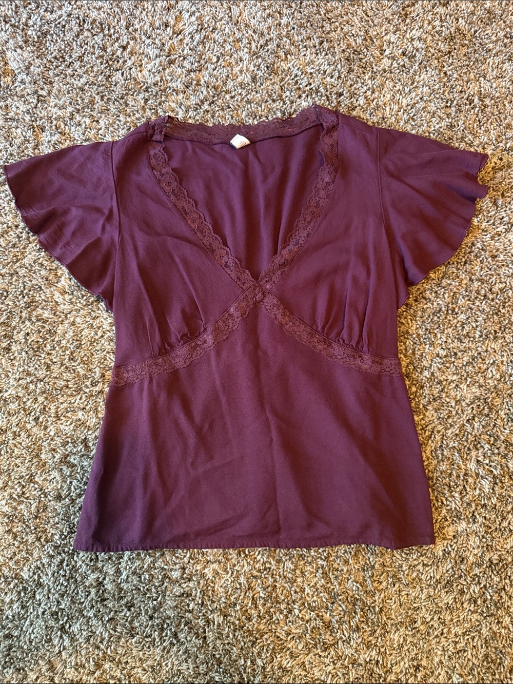 Old navy plum lace trim blouse